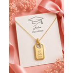 Personalized Engravable Sterling Silver Rectangle Necklace In 14K Gold Plated With Twisted Rope Border