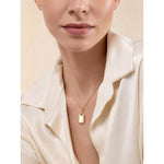 Personalized Engravable Sterling Silver Rectangle Necklace In 14K Gold Plated With Twisted Rope Border