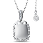 Personalized Engravable Sterling Silver Bow Necklace In White Gold Plated