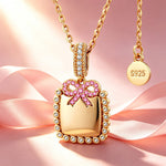 Personalized Engravable Sterling Silver Bow Necklace In 14K Gold Plated