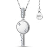 Personalized Engravable Sterling Silver Key Necklace In White Gold Plated, Customizable Gift for Her