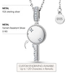 Personalized Engravable Sterling Silver Key Necklace In White Gold Plated, Customizable Gift for Her
