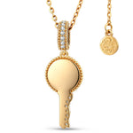 Personalized Engravable Sterling Silver Key Necklace In 14K Gold Plated, Customizable Gift for Her