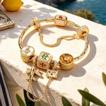 Sterling Silver Eastern Guardian Amulet Curated Bracelet Set 14K Gold Plated