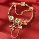 Sterling Silver Eastern Guardian Amulet Curated Bracelet Set 14K Gold Plated