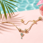 Sterling Silver Black Sand Riviera Charm Bracelet Set in 14K Gold Plated (Includes bracelet and all charms shown)