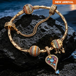 Sterling Silver Black Sand Riviera Charm Bracelet Set in 14K Gold Plated (Includes bracelet and all charms shown)
