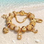 Sterling Silver Golden Ocean Celestial Curated Charm Bracelet Set in 14K Gold Plating