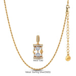 Sterling Silver Sun Moon Hourglass Curated Pendant Necklace Set in 14K Gold Plating