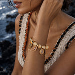 Sterling Silver Volcanic Shore Sunset Nautical Charm Bracelet Set in 14K Gold Plated