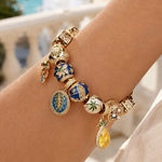 [LIMITED PRE-ORDER SALE · SHIPS AUG 10] Sterling Silver Tropical Beach Paradise Curated Charm Bracelet Set with 14K Gold Plating (Includes Bracelet And All Charms Shown)