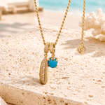Sterling Silver Coastal Feather, Blue Sea Turtle & Initial Layered Necklace Set