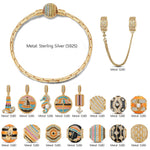 Sterling Silver Ocean Explorer Curated Charm Bracelet Set with 14K Gold Plating (Includes Bracelet And All Charms Shown)