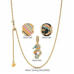 Sterling Silver Moonlit Ocean Seahorse & Initial Pendant Layered Necklace Set (Includes Necklace and All Charms Shown)