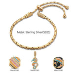 Sterling Silver Seahorse & Starry Sea Curated Charm Bolo Bracelet Set with 14K Gold Plating (Includes Bracelet and All Charms Shown)