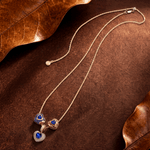 Sterling Silver Royal Romance Blue Heart Curated Charm Necklace Set with 14K Gold Plating (Includes Necklace And All Charms Shown)