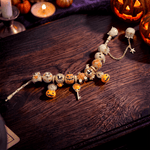 New Arrival - Sterling Silver Golden Pumpkin Masquerade & Ghostly Owl Charms Bracelet Set With Enamel In 14K Gold Plated