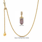 Sterling Silver Midnight Manor Purple Pavé Gothic Window Curated Charm Necklace Set with 14K Gold Plating (Includes Necklace And All Charms Shown)