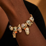 Sterling Silver Mummy Kingdom Halloween Charm Bracelet Set (Includes Bracelet And All Charms Shown)