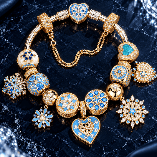 gona- Sterling Silver Snow Queen Charm Bracelet Set (Includes Bracelet And All Charms Shown)