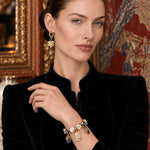 Sterling Silver (S925) JAPONICA REVERIE Moonlit Garden Curated Charm Bracelet Set Featuring Floral, Crane, Cat And Koi Motifs With 14K Gold Plating (Includes Bracelet And All Charms Shown)