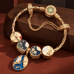 Sterling Silver JAPONICA REVERIE Moonlit Crane Charm Bracelet Set with 14K Gold Plating（Includes bracelet and all charms shown.）