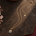Sterling Silver (S925) JAPONICA REVERIE Cranes at First Light Enamel Charm Necklace Set With 14K Gold Plating