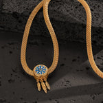 Sterling Silver Dreamcatcher Charm Necklace Set With Enamel In 14K Gold Plated for Him