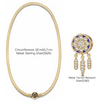 Sterling Silver Dreamcatcher Charm Necklace Set With Enamel In 14K Gold Plated for Her