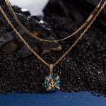 Sterling Silver Shimmering Anchor Charms Necklace Set In 14K Gold Plated