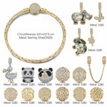 Sterling Silver Wilderness Treasures Charms Bracelet Set with Crystal from Swarovski, Featuring Dual Plating in 14K Gold and White Gold