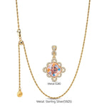 Sterling Silver Adjustable Rope Chain Necklace with Slider Clasp Tender Rose Charms Necklace Set In 14K Gold Plated