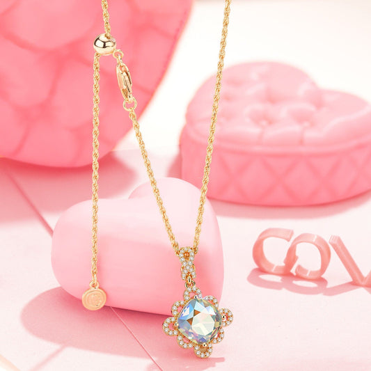 gona- Sterling Silver Adjustable Rope Chain Necklace with Slider Clasp Tender Rose Charms Necklace Set In 14K Gold Plated