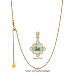 Sterling Silver Adjustable Rope Chain Necklace with Slider Clasp Tender Rose Charms Necklace Set In 14K Gold Plated