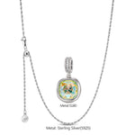 Sterling Silver Adjustable Rope Chain Necklace with Slider Clasp Concinnity Brilliance Charms Necklace Set In White Gold Plated