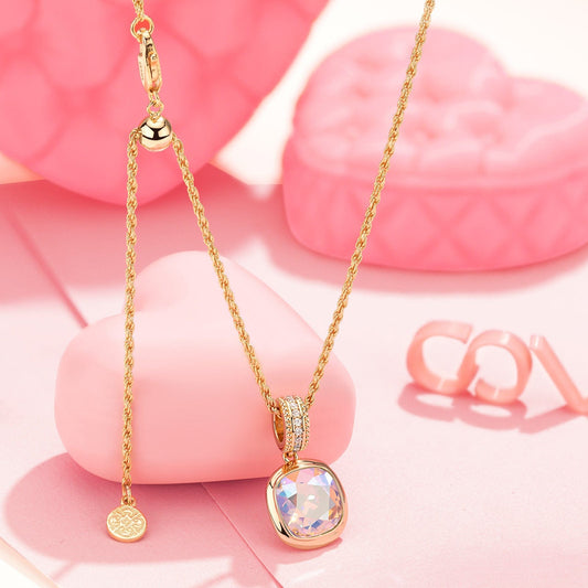 gona- Sterling Silver Adjustable Rope Chain Necklace with Slider Clasp Concinnity Brilliance Charms Necklace Set In 14K Gold Plated