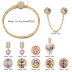 Sterling Silver Melodies of Love Charms Bracelet Set In 14K Gold Plated (Includes bracelet and all charms shown)