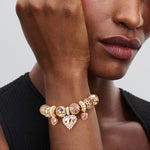 Sterling Silver Melodies of Love Charms Bracelet Set In 14K Gold Plated (Includes bracelet and all charms shown)