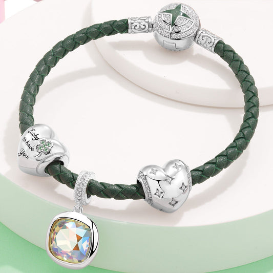 gona- Sterling Silver Love's Embrace Charms Bracelet Set In White Gold Plated (Includes bracelet and all charms shown)