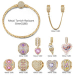 Sterling Silver June's Luminescence Birthday Stone Charms Bracelet Set In 14K Gold Plated (Includes bracelet and all charms shown)