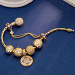 Sterling Silver Rotating Clover Charms Bracelet Set With Enamel In 14K Gold Plated (Includes bracelet and all charms shown)