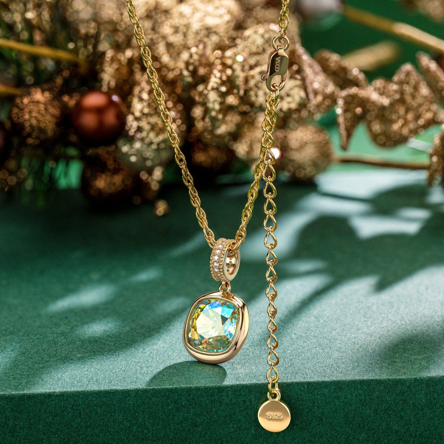 Sterling Silver Adjustable Rope Chain Necklace with Slider Clasp Concinnity Brilliance Charms Necklace Set In 14K Gold Plated - Created With SWAROVSKI® Crystals