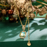 Sterling Silver Adjustable Rope Chain Necklace with Slider Clasp Concinnity Brilliance Charms Necklace Set In 14K Gold Plated - Created With SWAROVSKI® Crystals