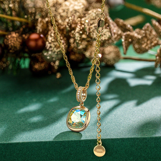 gona- Sterling Silver Adjustable Rope Chain Necklace with Slider Clasp Concinnity Brilliance Charms Necklace Set In 14K Gold Plated - Created With SWAROVSKI® Crystals