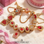 Sterling Silver Love's Symphony Charms Bracelet Set In 14K Gold Plated - Handcrafted with Swarovski® Crystals (Includes bracelet and all charms shown)