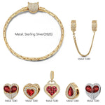 Sterling Silver Celestial Love Charms Bracelet Set In 14K Gold Plated - Handcrafted with Swarovski® Crystals (Includes bracelet and all charms shown)