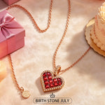 Sterling Silver Awakened Heart Scarlet Swarovski® Crystal Adjustable Necklace with 14K Gold-Plated Slider Clasp