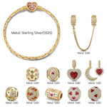 Sterling Silver Blessing and Renewal Charms Bracelet Set With Enamel In 14K Gold Plated (Includes bracelet and all charms shown)