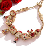 Sterling Silver Tender Guardian Charms Bracelet Set With Enamel In 14K Gold Plated - Handcrafted with Swarovski® Crystals (Includes bracelet and all charms shown)