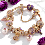 Sterling Silver Lifelong Links Charms Bracelet Set With Enamel In 14K Gold Plated - Handcrafted with Swarovski® Crystals (Includes bracelet and all charms shown)